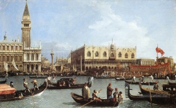 Retour du Bucentoro au Molo le jour de l’Ascension Canaletto Peinture à l'huile